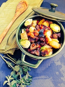 Kielbasa and Hash with Roasted Brussel Sprouts