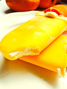 Mango Creamsicles--Mango Half and Half Bars