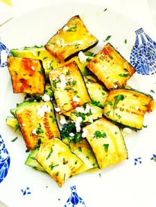 Grilled Zucchini with Avocado and White Wine Viniagrette